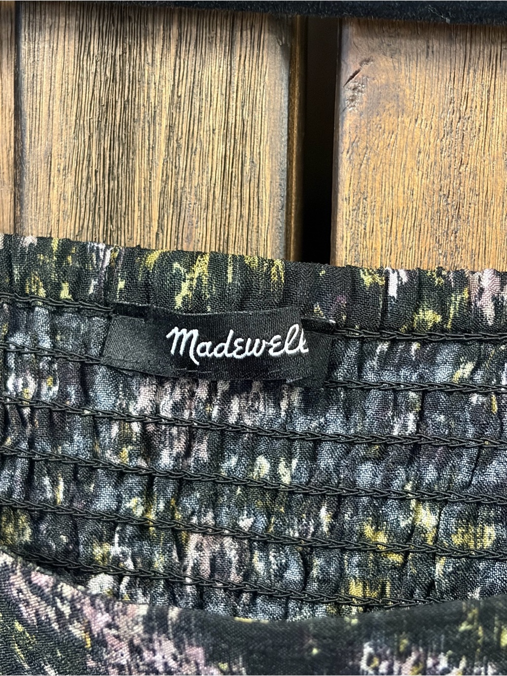 Madewell Hopewell Puff Sleeve Smocked Crop Top in Blurred Ikat Size Small - Picture 5 of 7